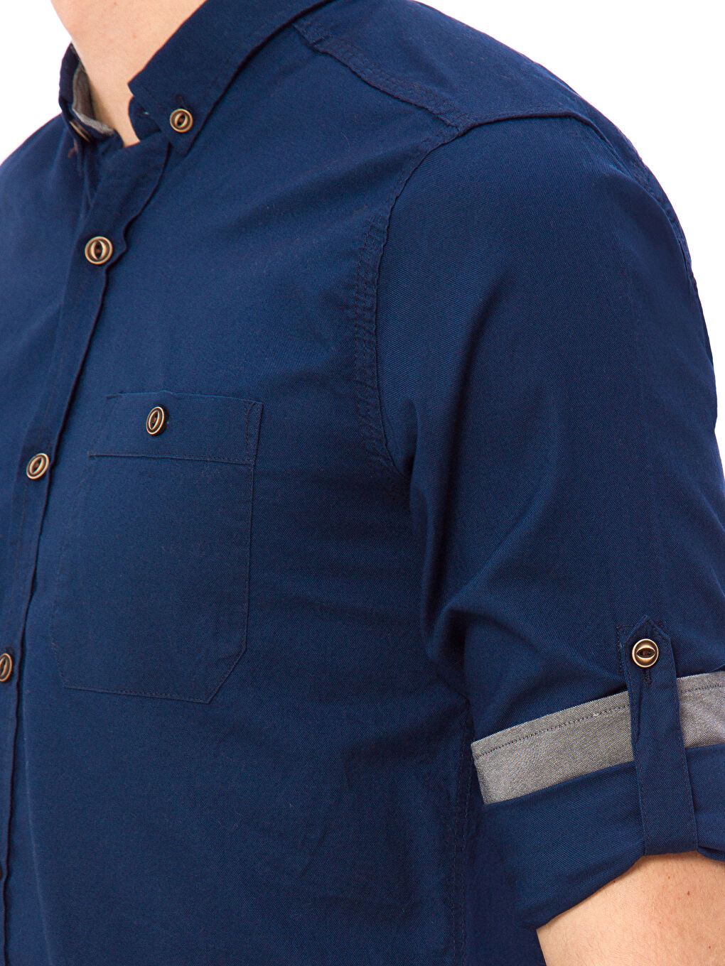 Lacivert Slim Fit Uzun Kollu Oxford Erkek Gömlek-4