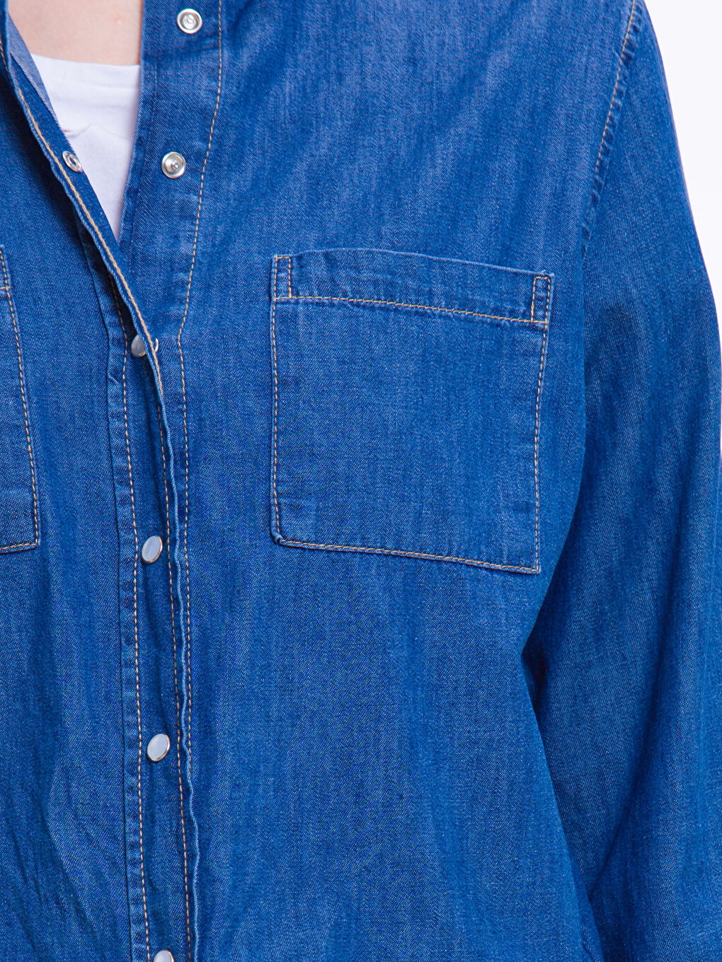Orta İndigo Rodeo Jean Gömlek-4