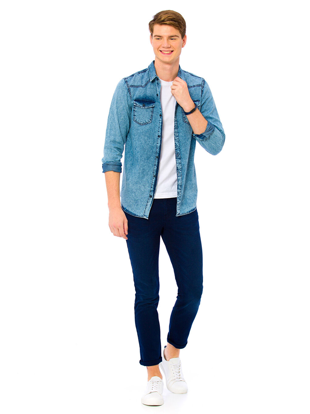 XSIDE Mann INDIGO Denim-Hemd -7KG646Z8-H45