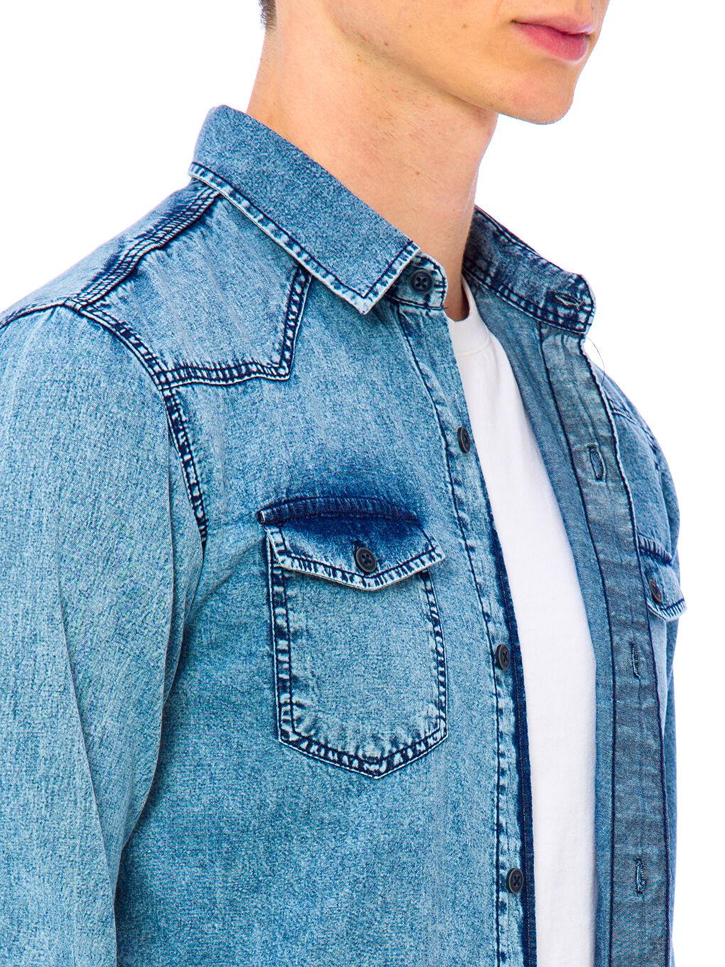 XSIDE Mann INDIGO Denim-Hemd -7KG646Z8-H45