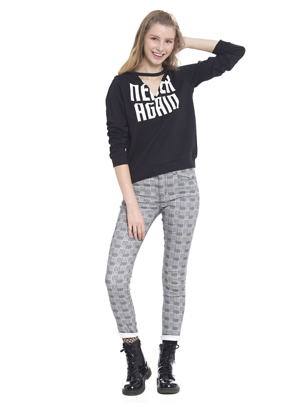 Siyah Ekoseli Pantolon-3