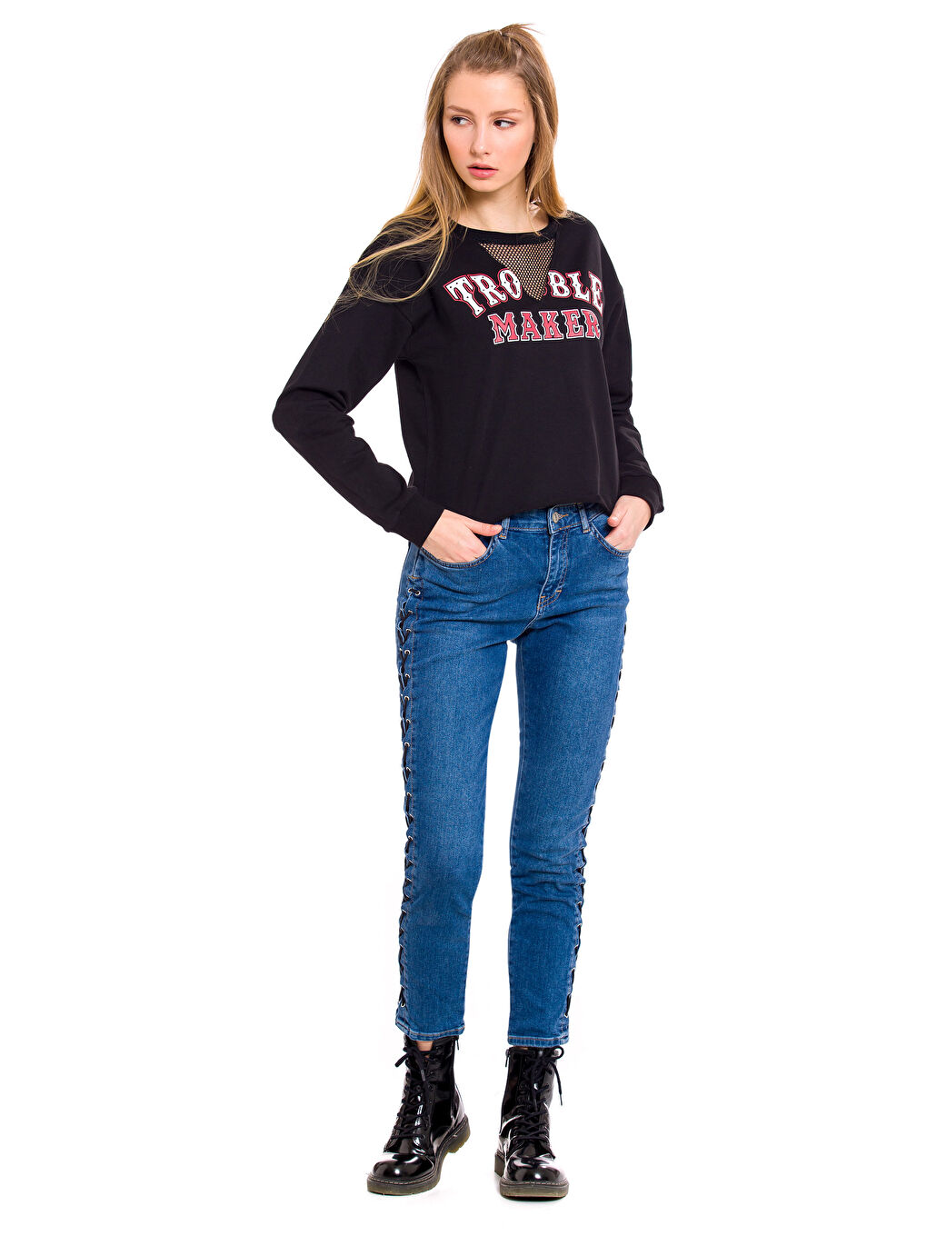 LCW Vision Woman BLACK T-Shirt -7KK377Z8-CVL