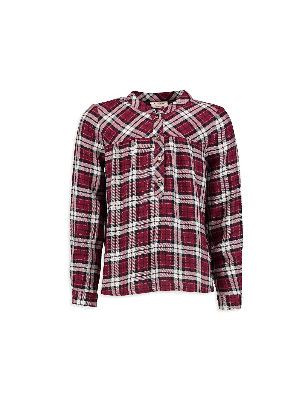 Bordo Ekose Kız Çocuk Bluz-1