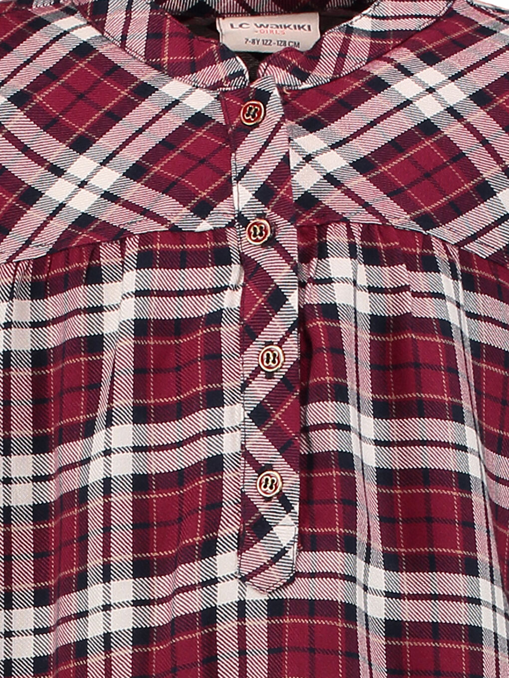 Bordo Ekose Kız Çocuk Bluz-3