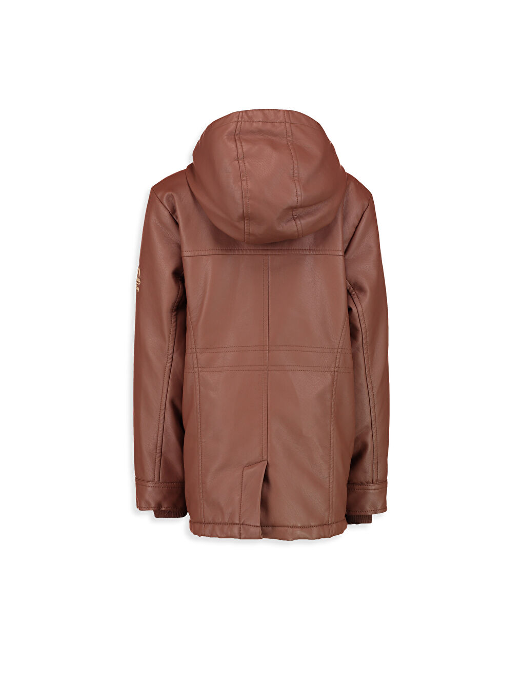 Kapüşonlu Deri Görünümlü Erkek Çocuk Ceket-2