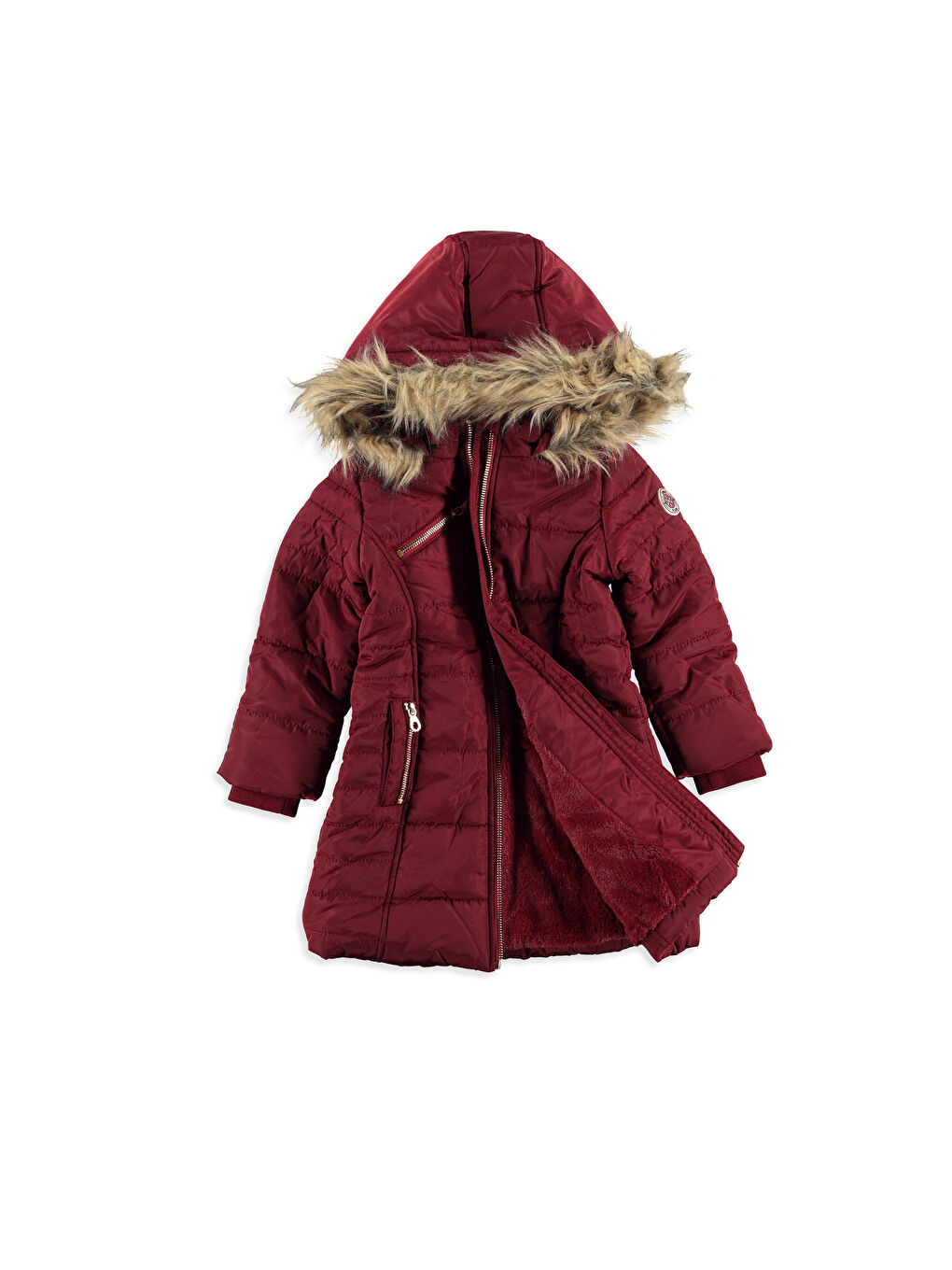 Момиче Бордо Палто-3