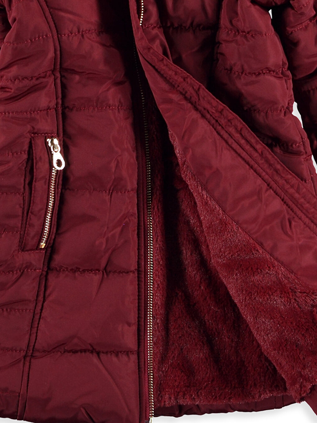 Момиче Бордо Палто-4