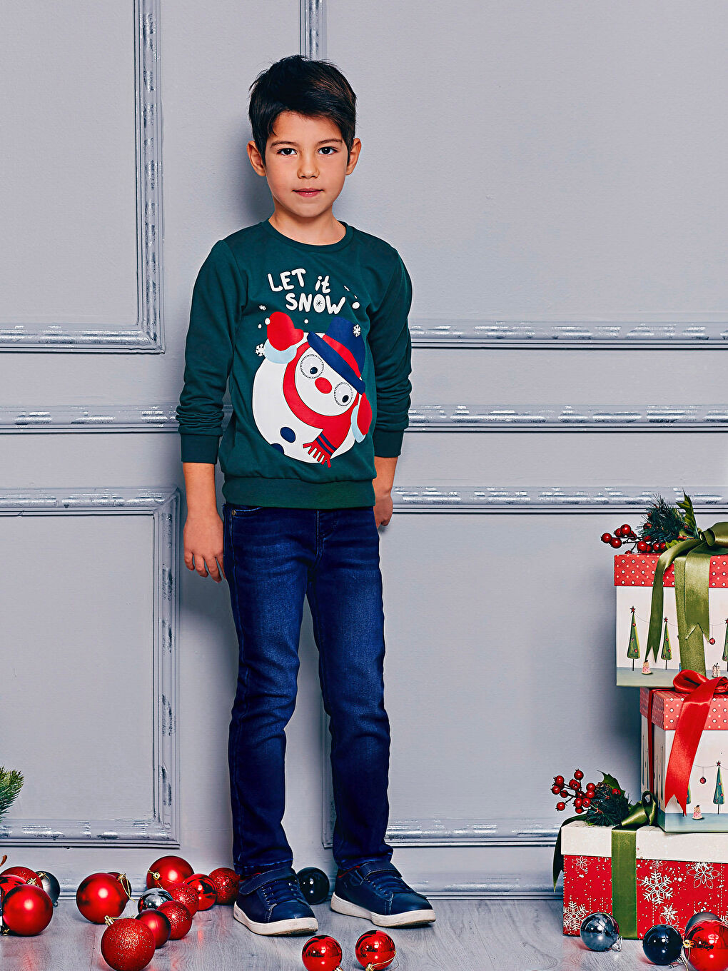 LCW Kids Boy GREEN Sweatshirt -7K6530Z4-HPX