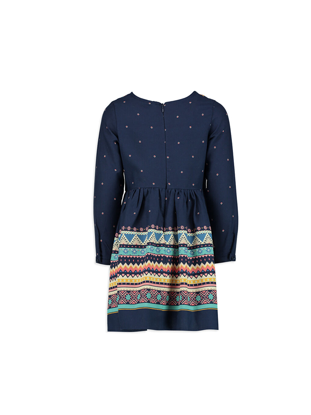 Lacivert Baskılı Elbise-1