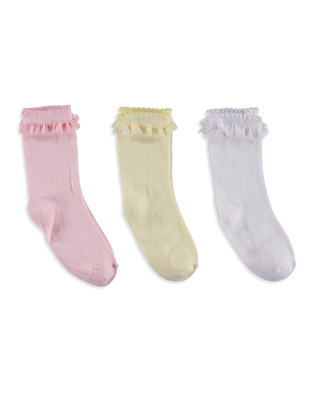 Beyaz-Pembe-Açık Kahverengi Soket Çorap
