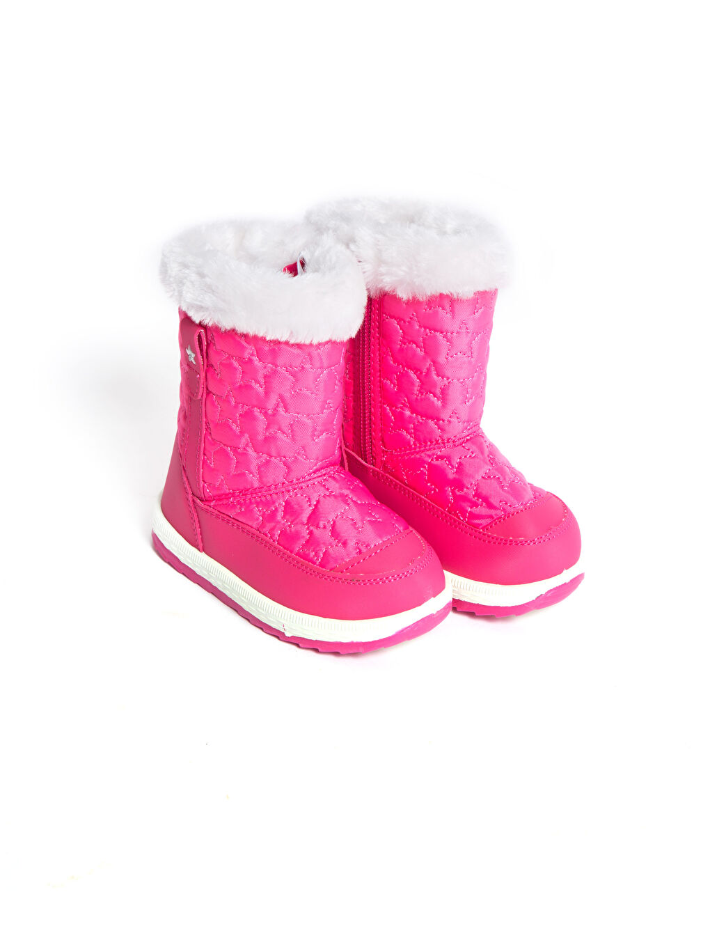 Fuşya Kız Bebek İçi Kürklü Kalın Taban Bot-1