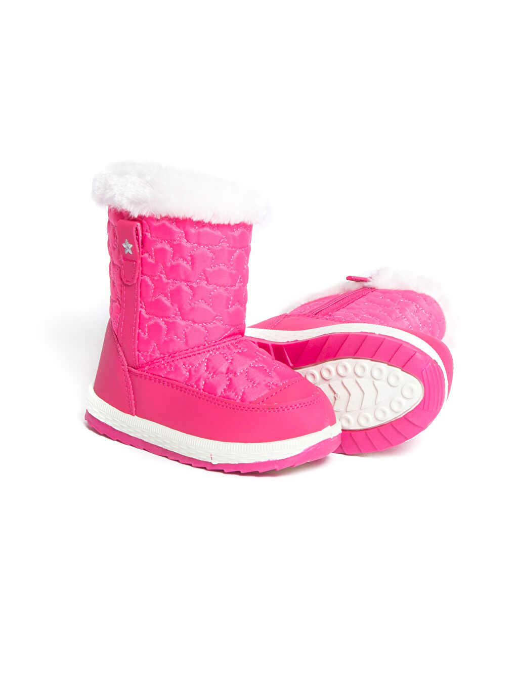 Fuşya Kız Bebek İçi Kürklü Kalın Taban Bot-2