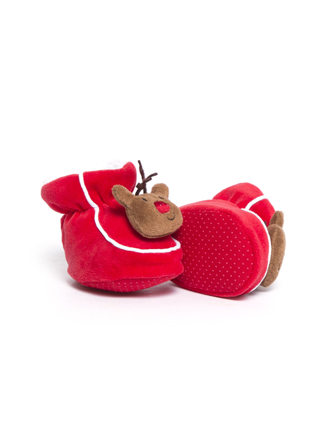 Kırmızı Erkek Bebek Polar Astarlı Ev Botu-2