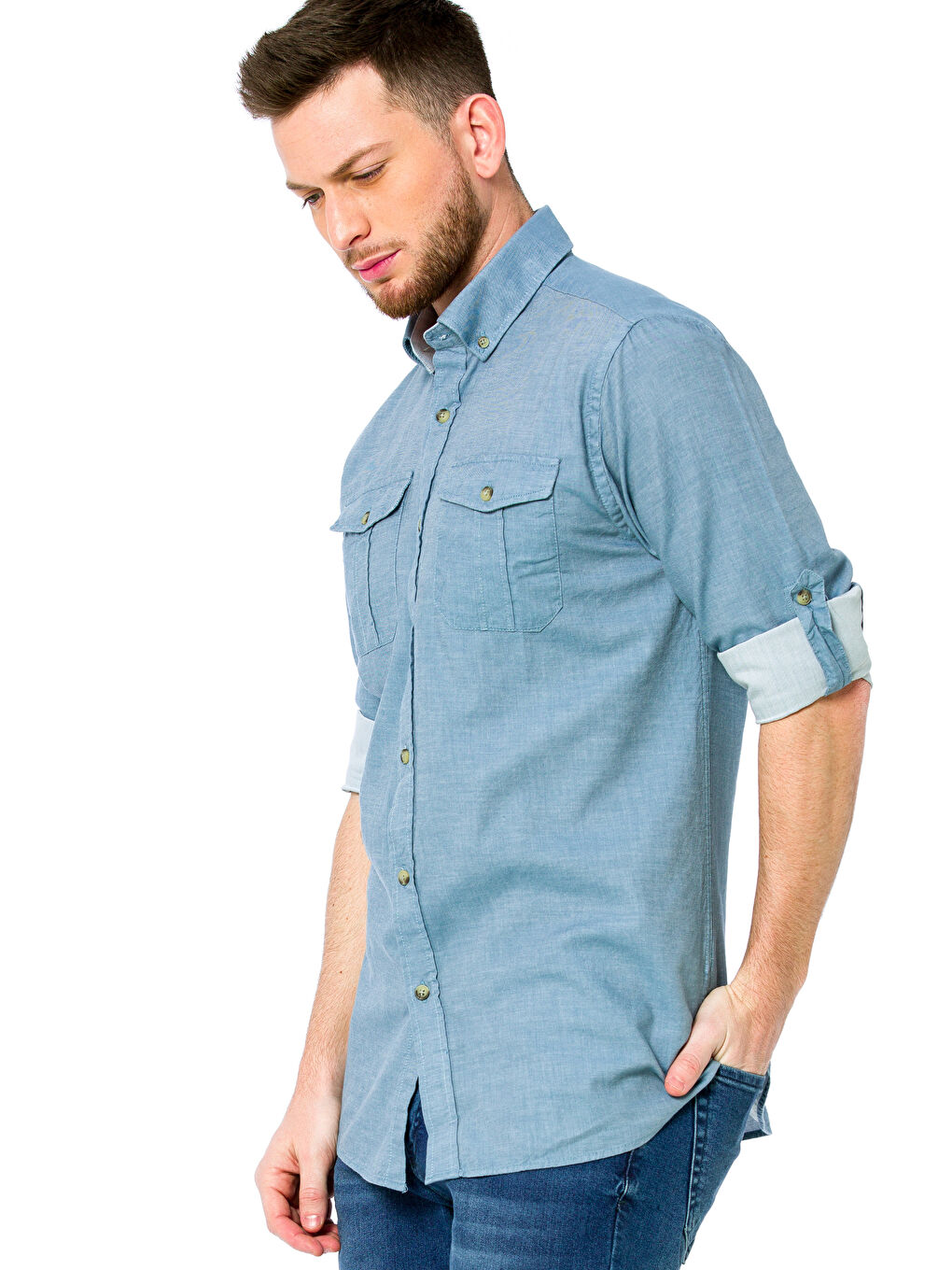 Chemise Gabardine à Manches Longues