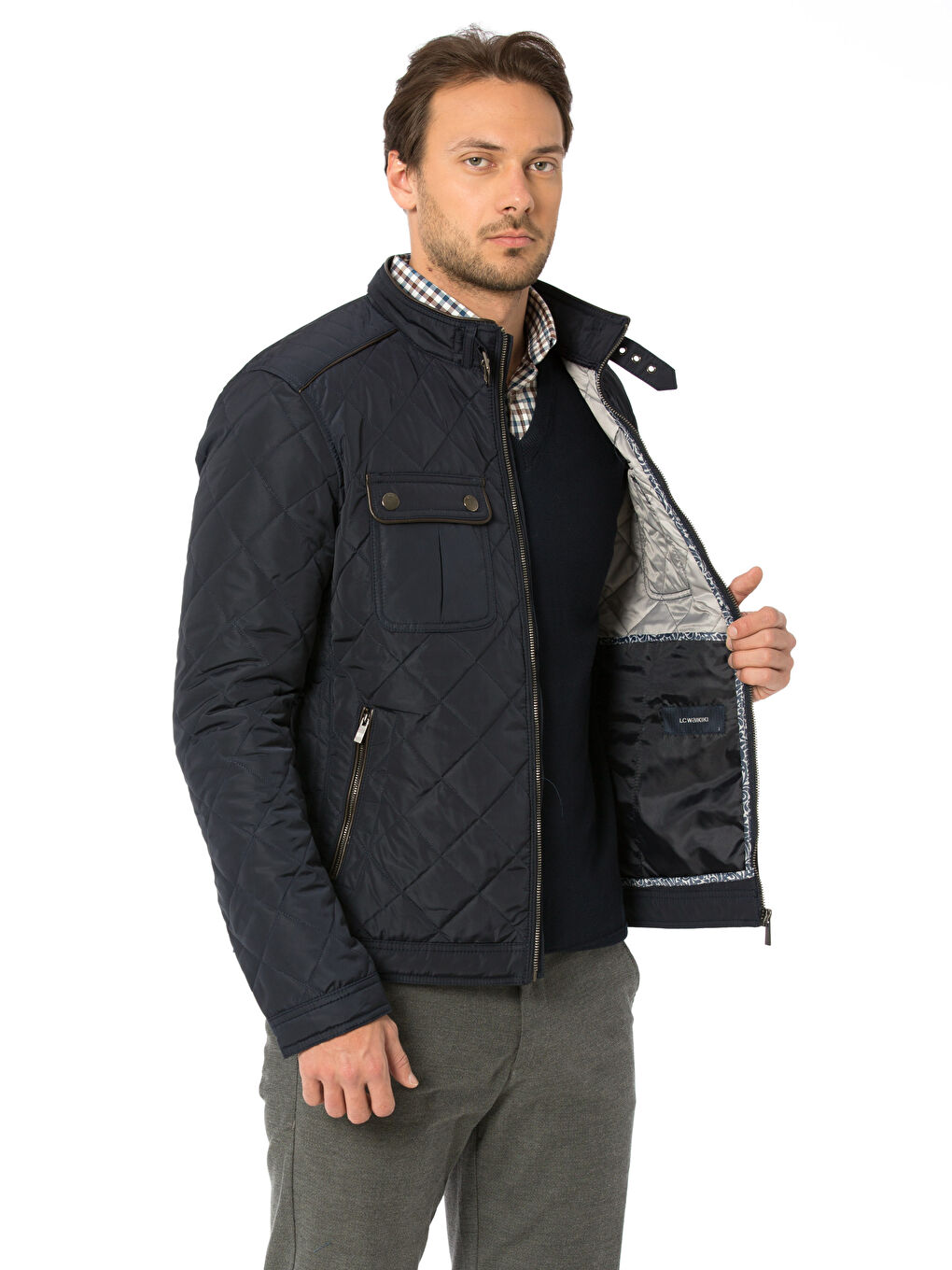 Lacivert Şişme Mont-1