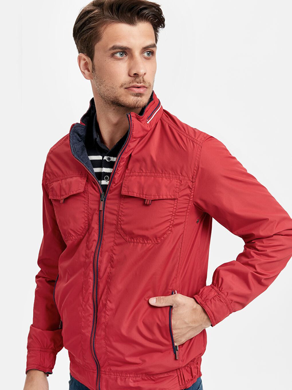 معطف أحمر رجال