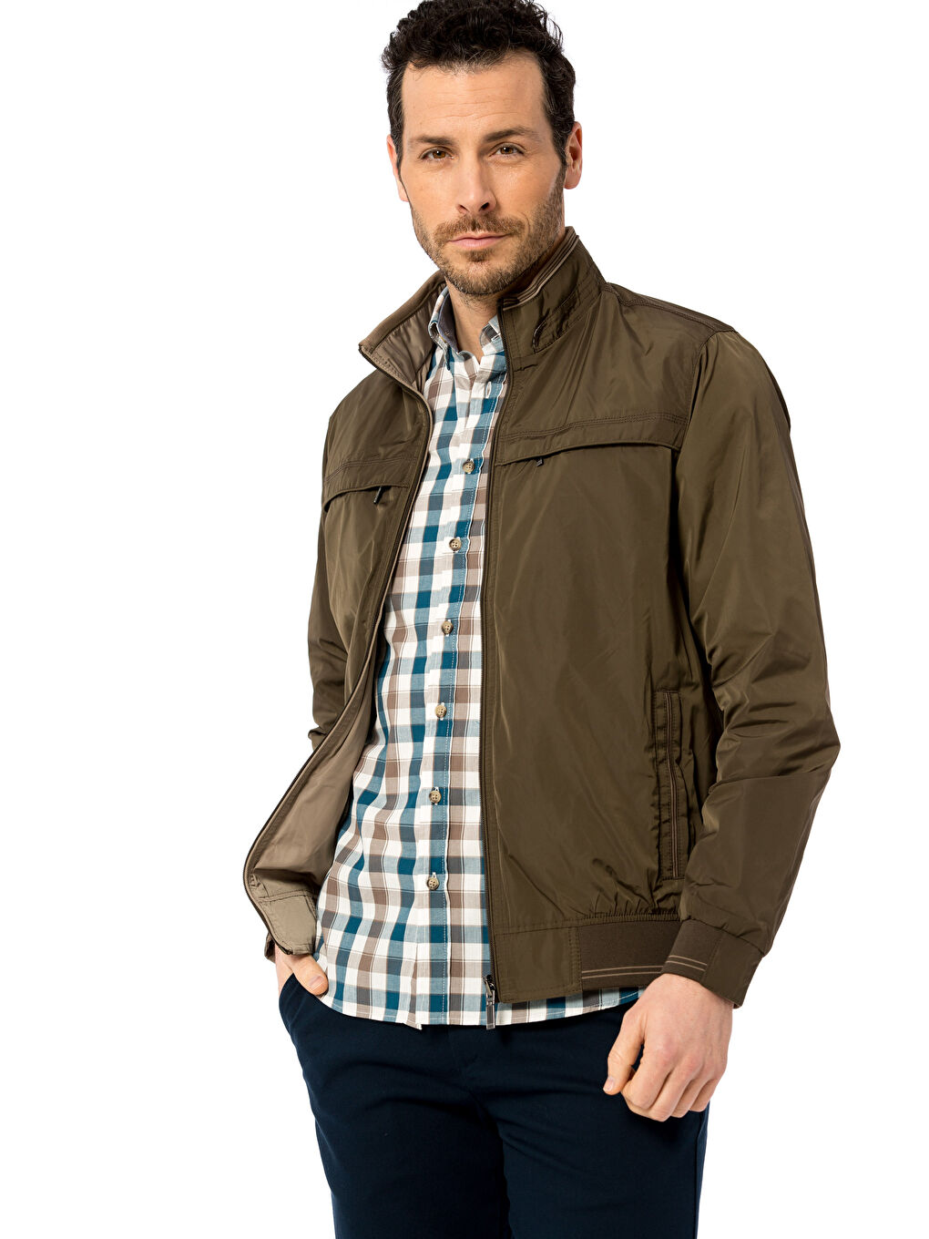 Haki Çift Taraflı İnce Mont