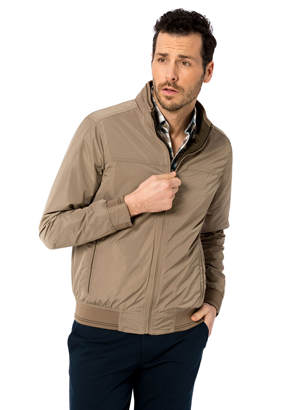 Haki Çift Taraflı İnce Mont-1