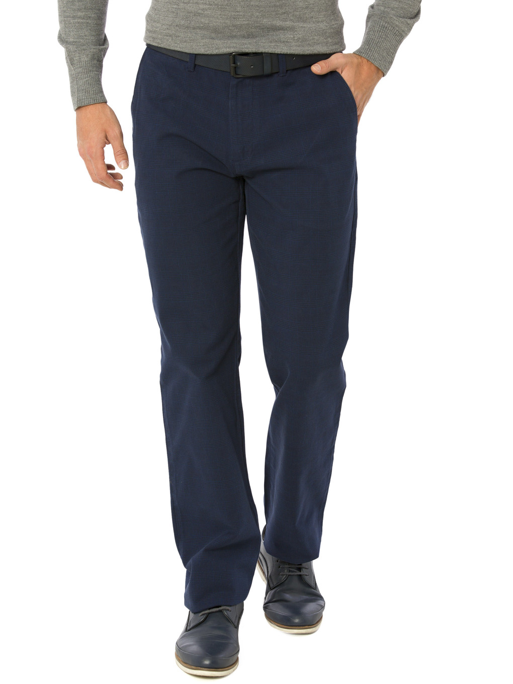 Lacivert Ekose Chino Pantolon-2
