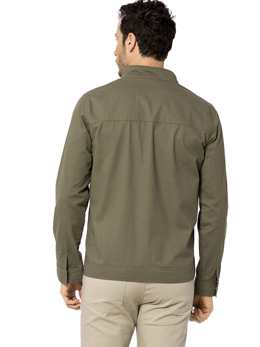 Haki Standart Kalıp Dik Yaka Erkek Mont-2