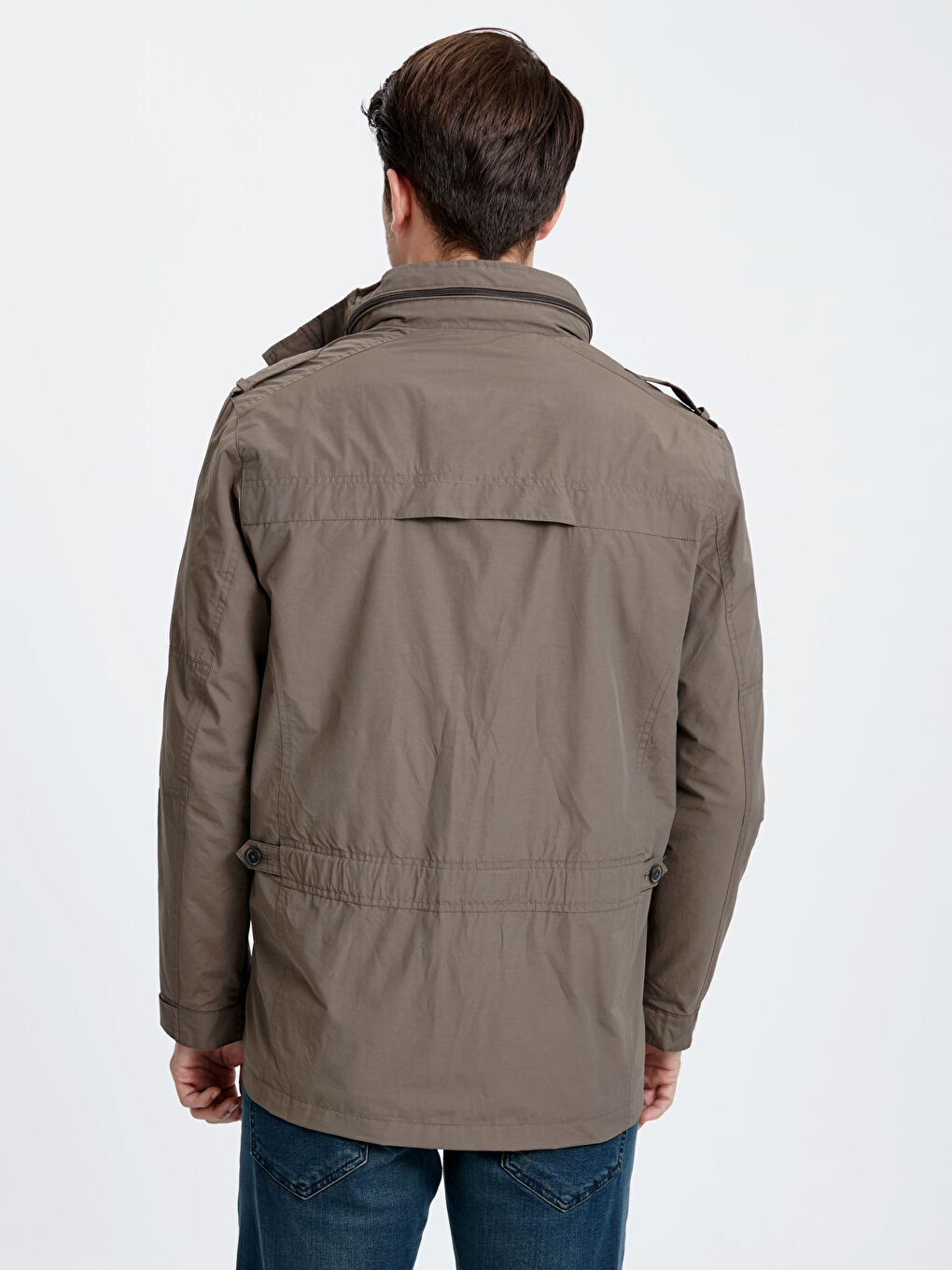 Haki Standart Kalıp Dik Yaka Erkek Mont-2