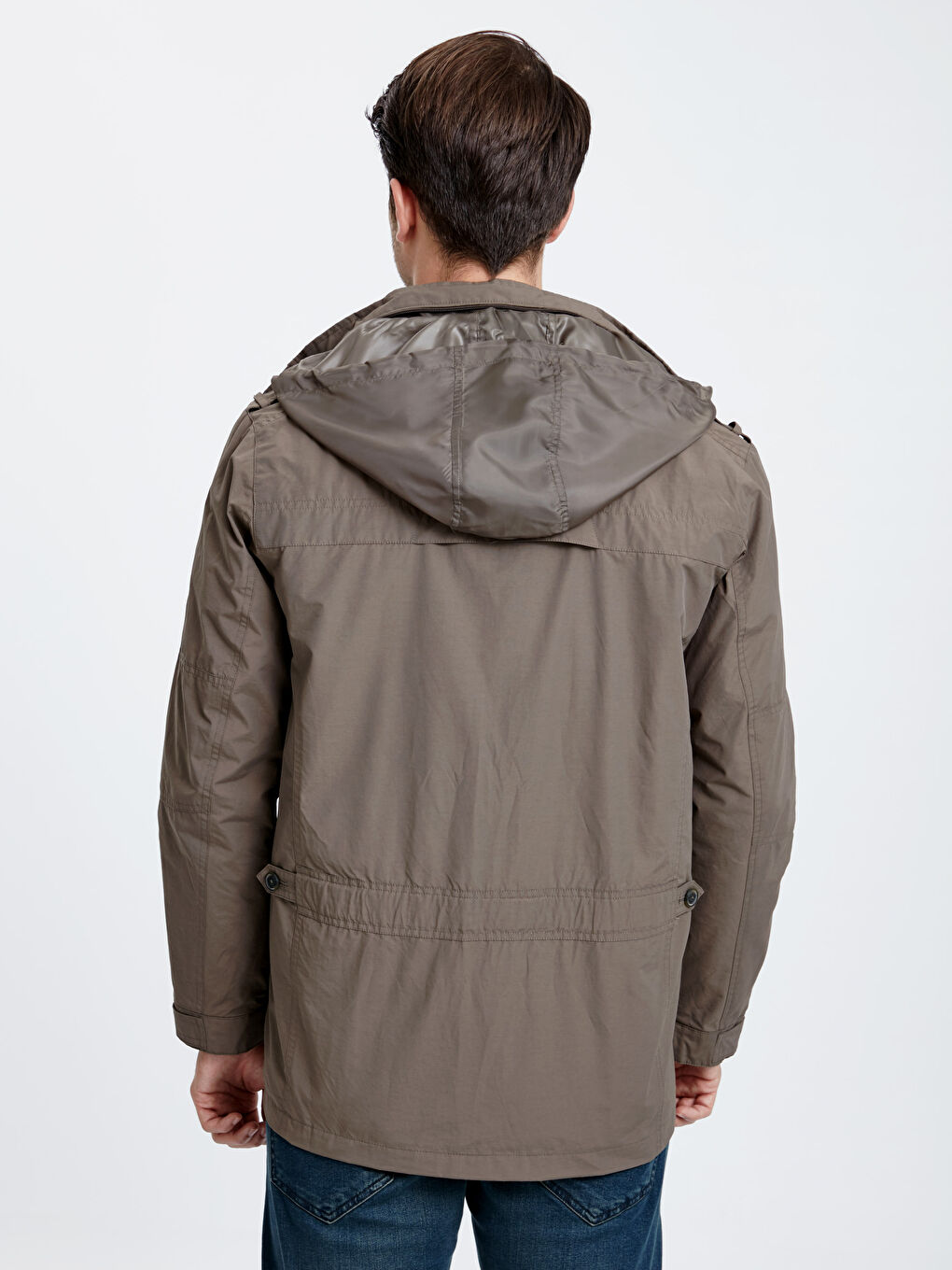 Haki Standart Kalıp Dik Yaka Erkek Mont-3