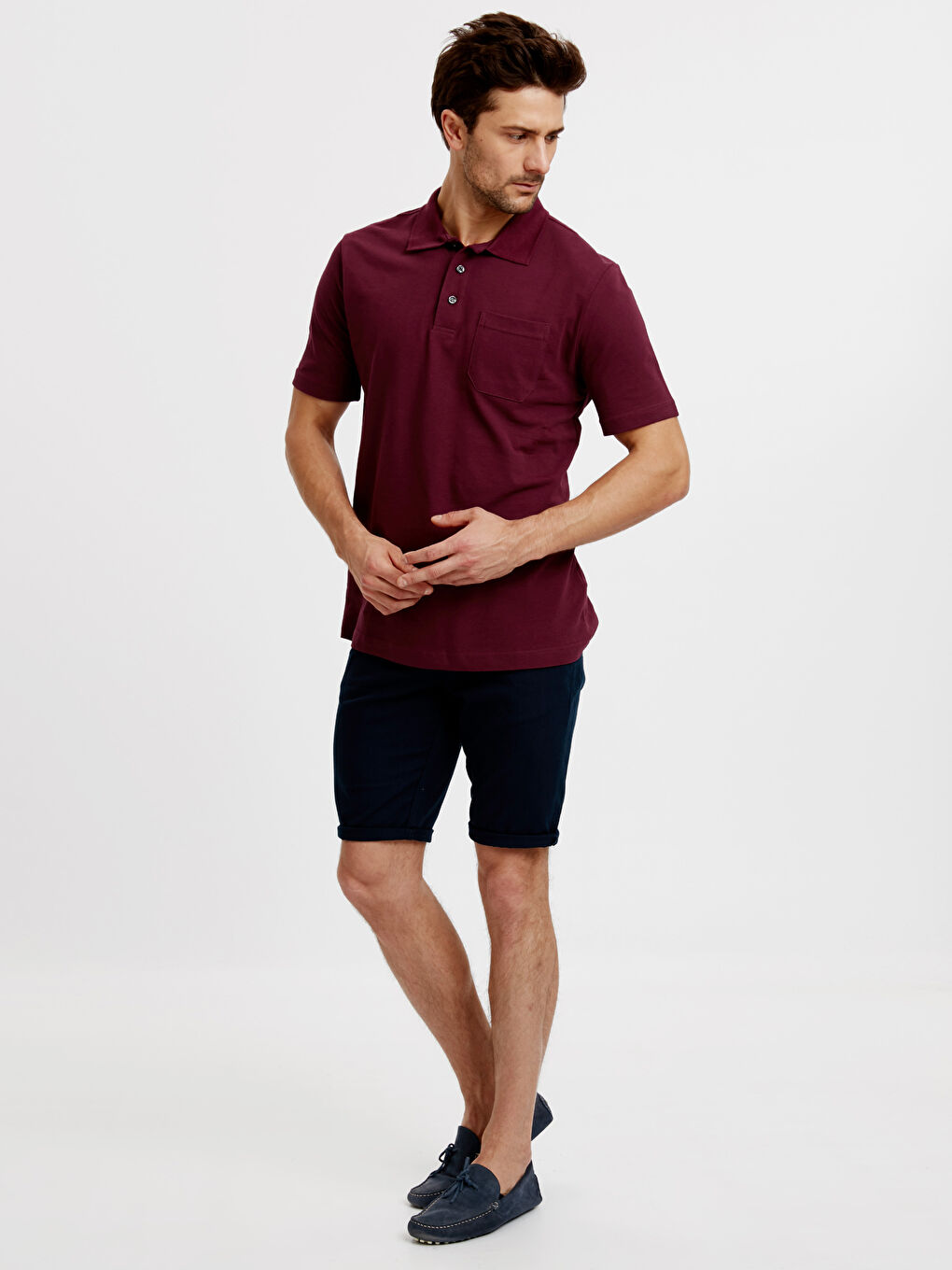 Mürdüm Polo Yaka Kısa Kollu Pike Erkek Tişört