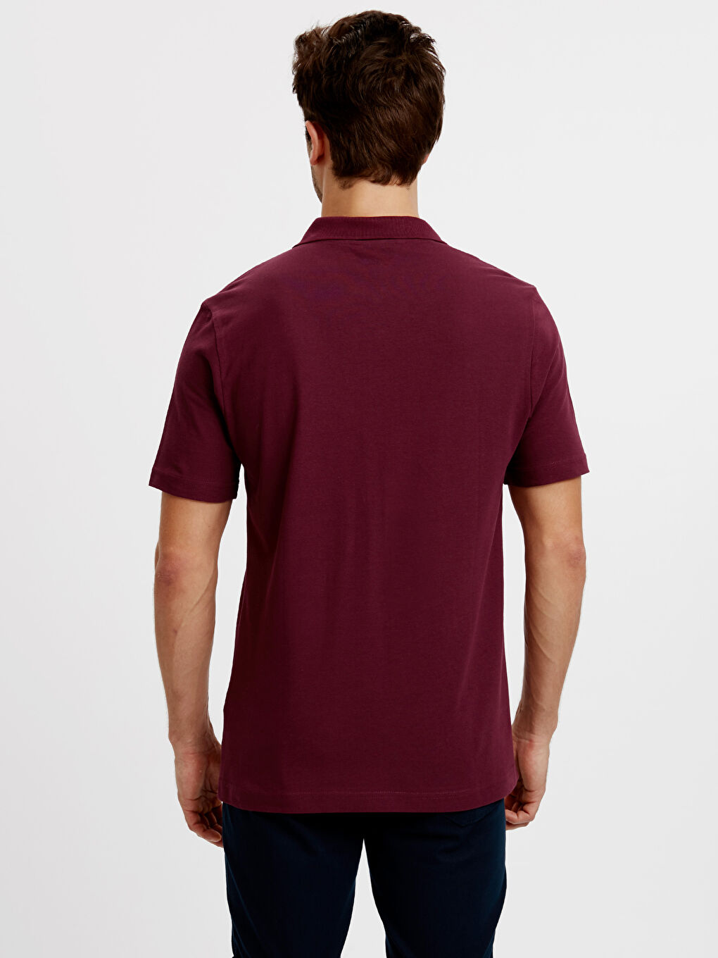 Mürdüm Polo Yaka Kısa Kollu Pike Erkek Tişört-1