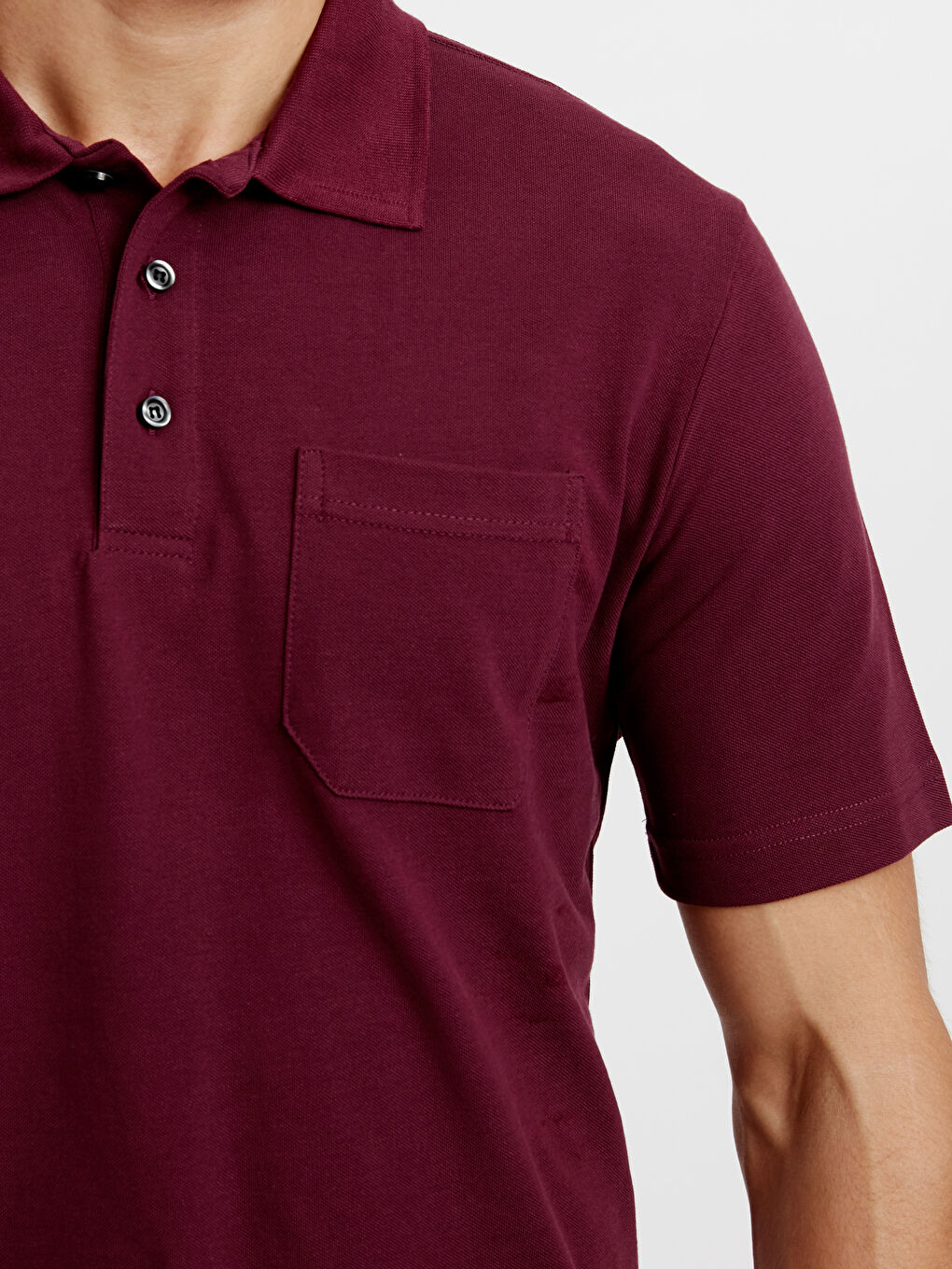 Mürdüm Polo Yaka Kısa Kollu Pike Erkek Tişört-3