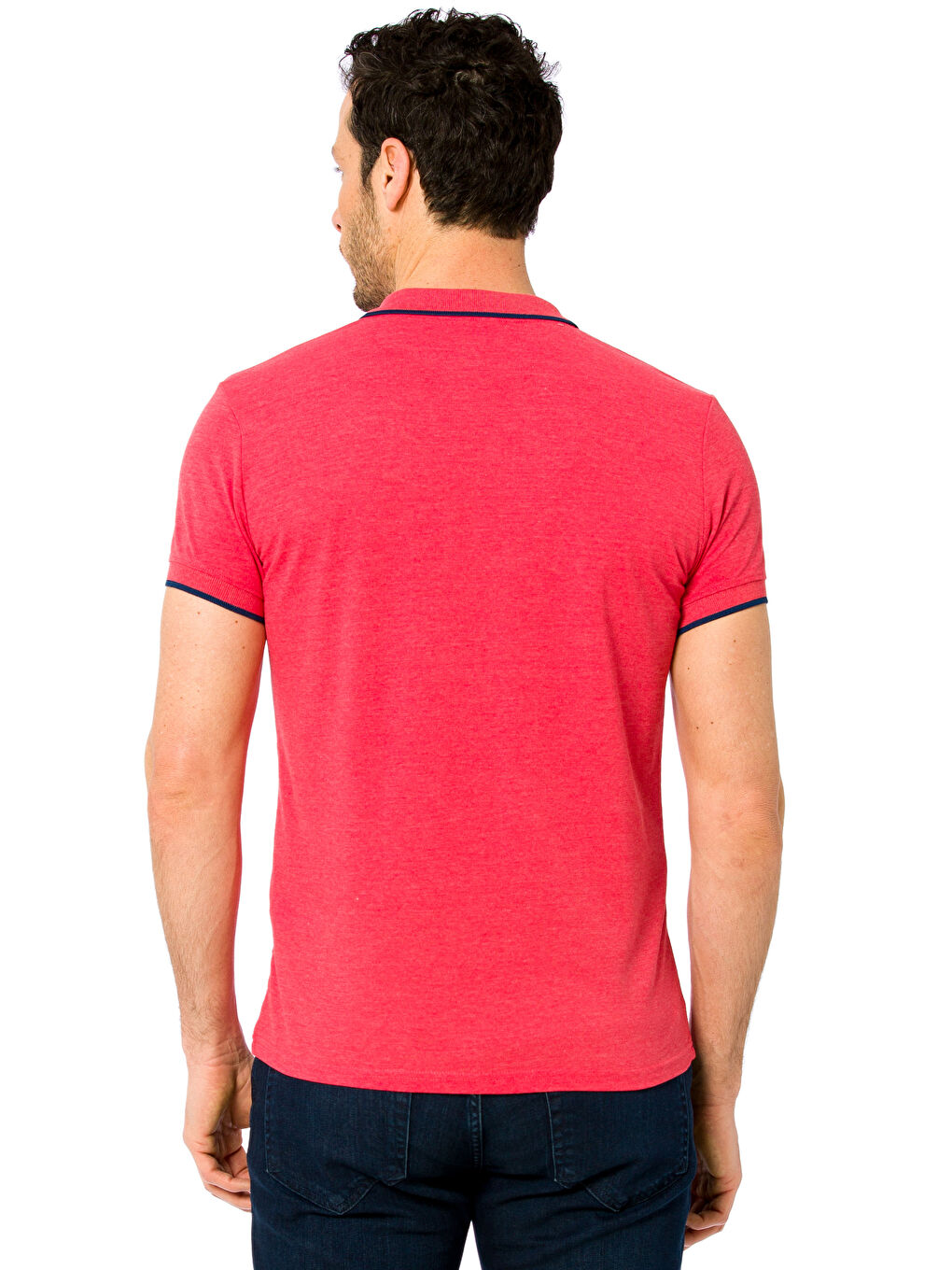 Polo Collar Slim Fit Pique Fabric Men's T-Shirt-2