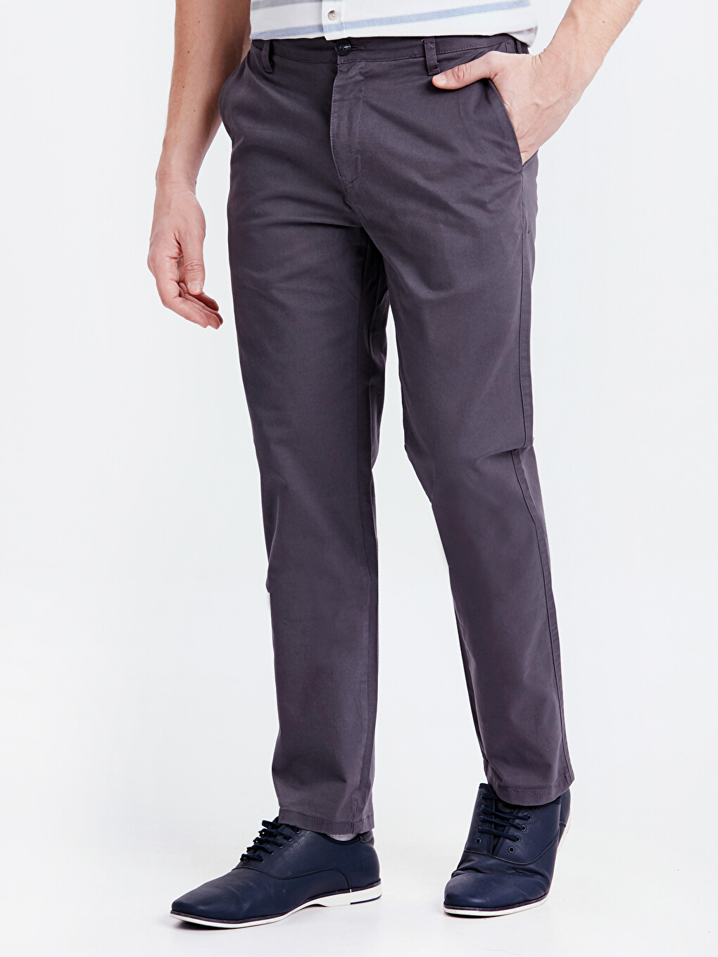 Mashkull Gri Pantallona Chino-1
