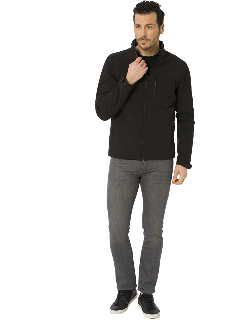 Veste Softshell Fine à Col Montant pour Hommes Ajustement Standard-3