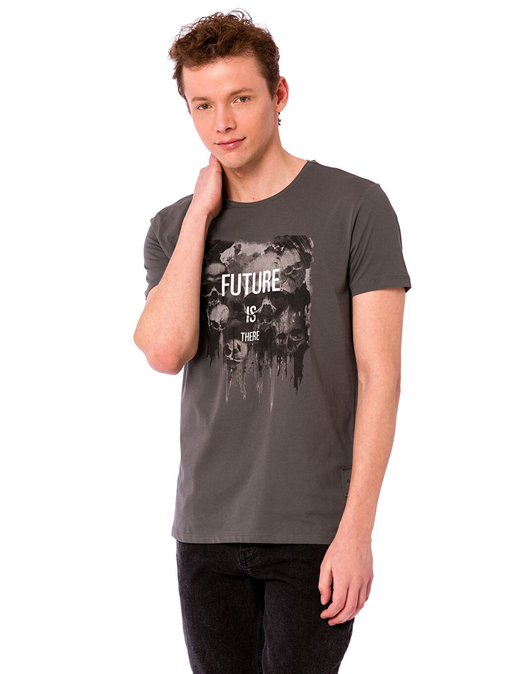 XSIDE Man ANTHRACITE T-Shirt -8S2137Z8-L6B - LC Waikiki