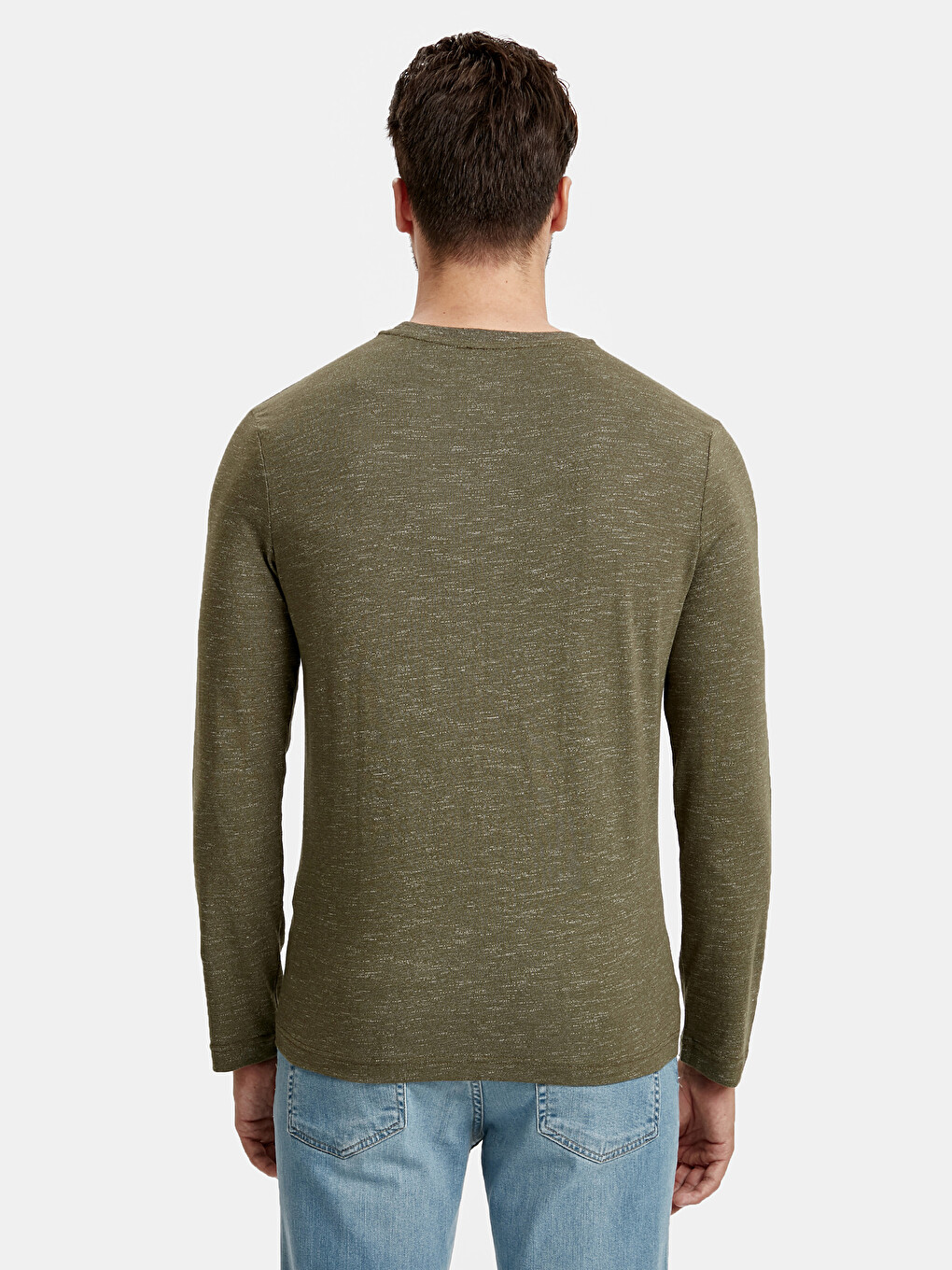 Mashkull Ngjyre Kaki T-shirt-1