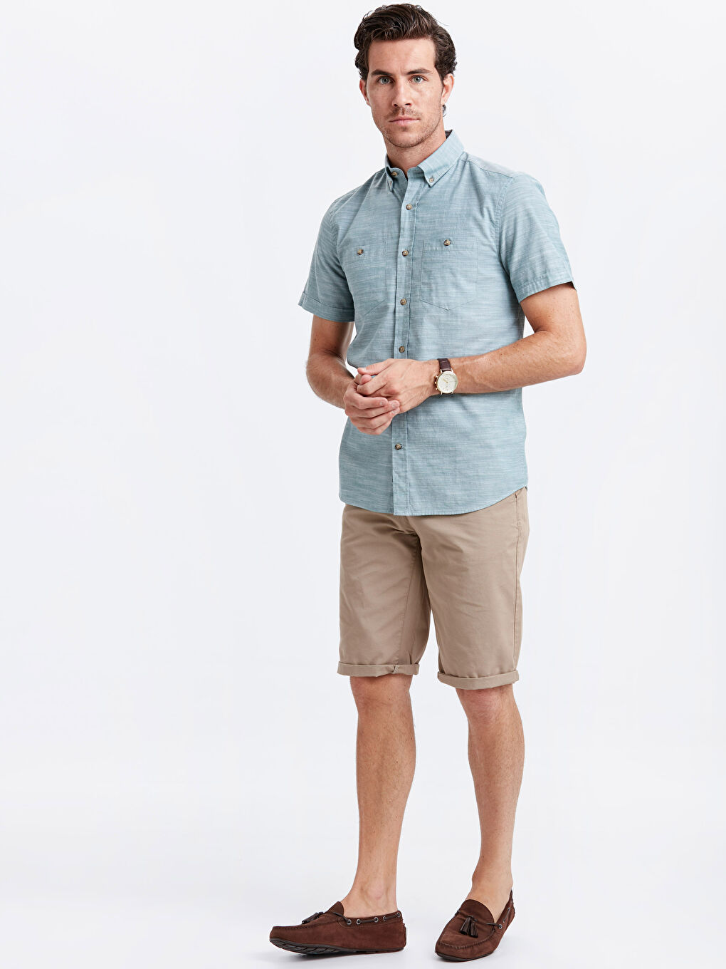 Regular Fit Short Sleeve Poplin Men's Shirt-2