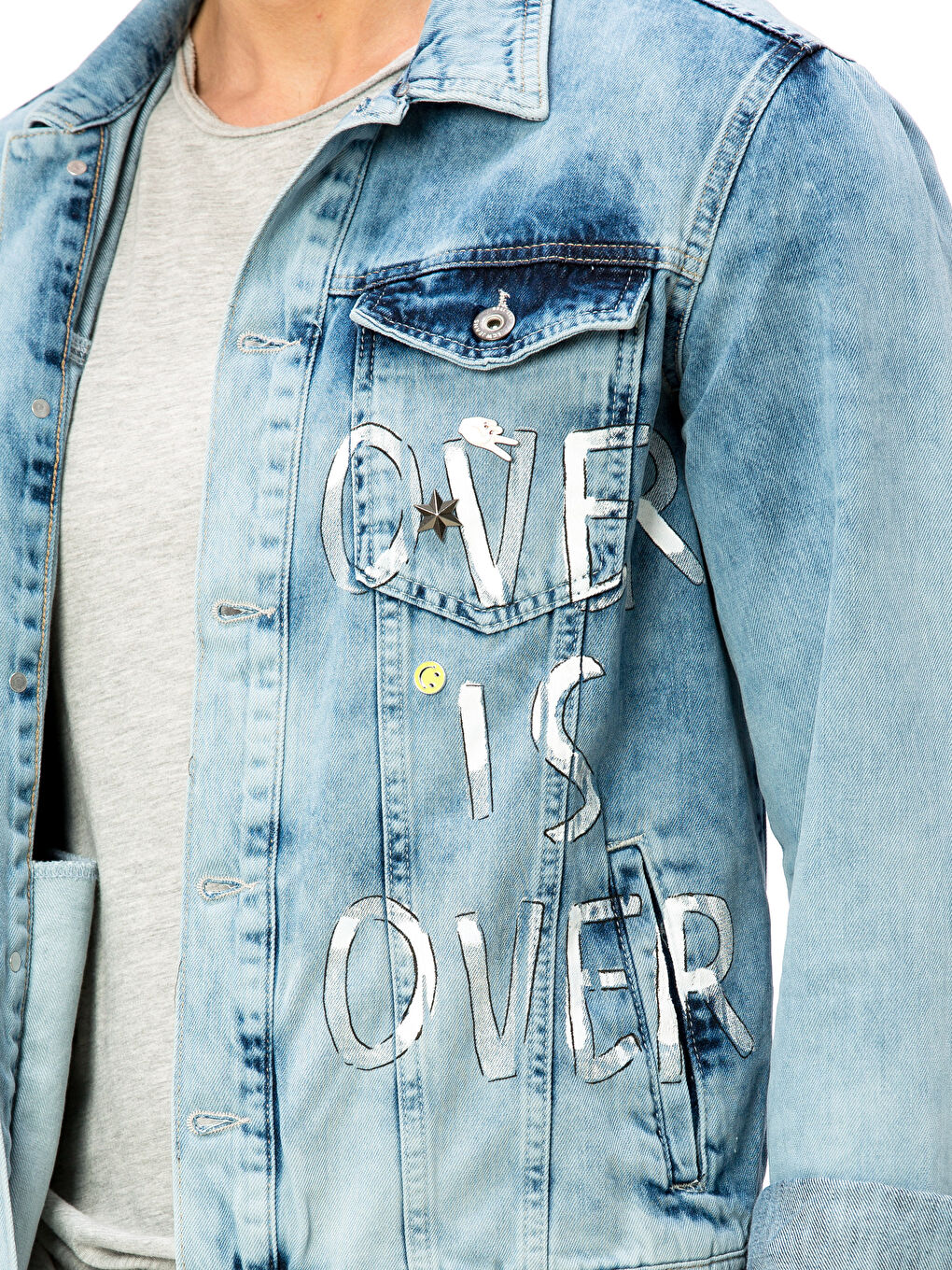 İndigo Standart Kalıp Erkek Jean Ceket-3