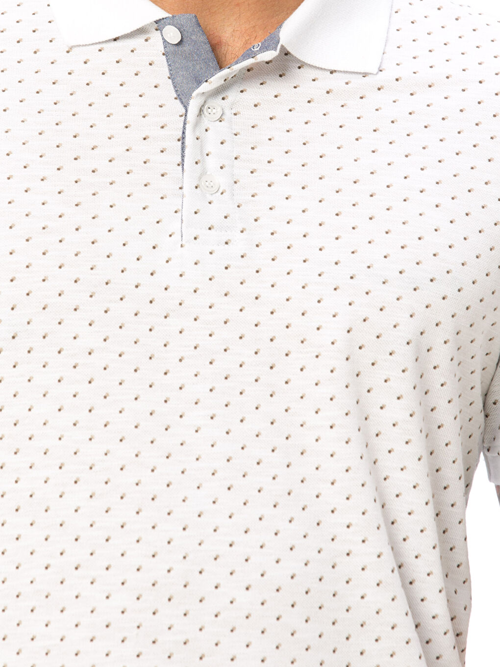 Beyaz Polo Yaka Kısa Kollu Erkek Tişört-3