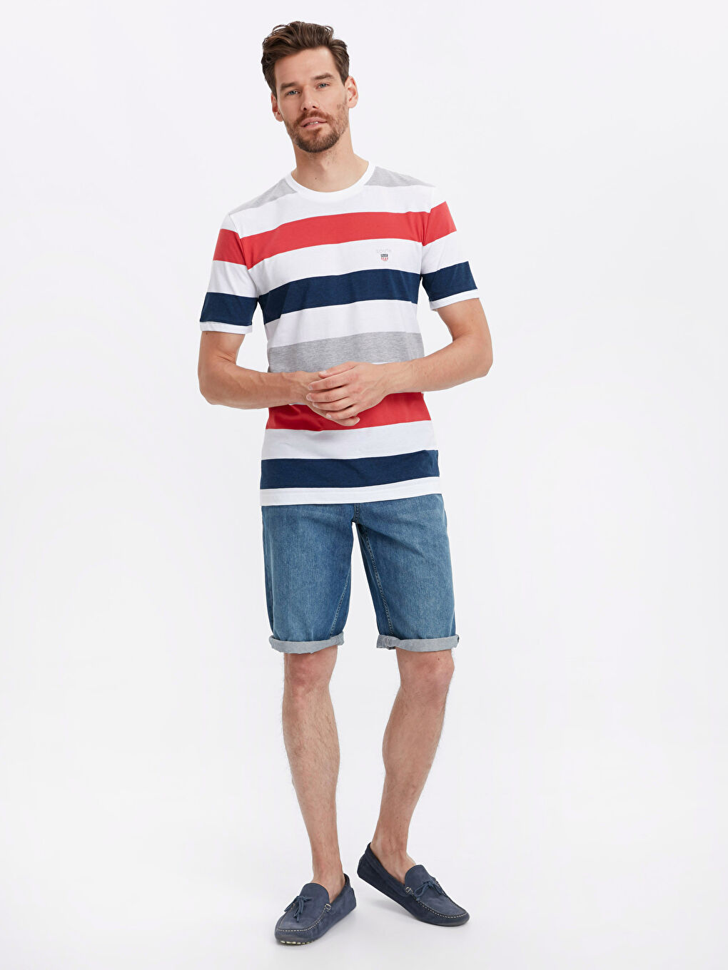 Turuncu Coral Strıped Tişört-2