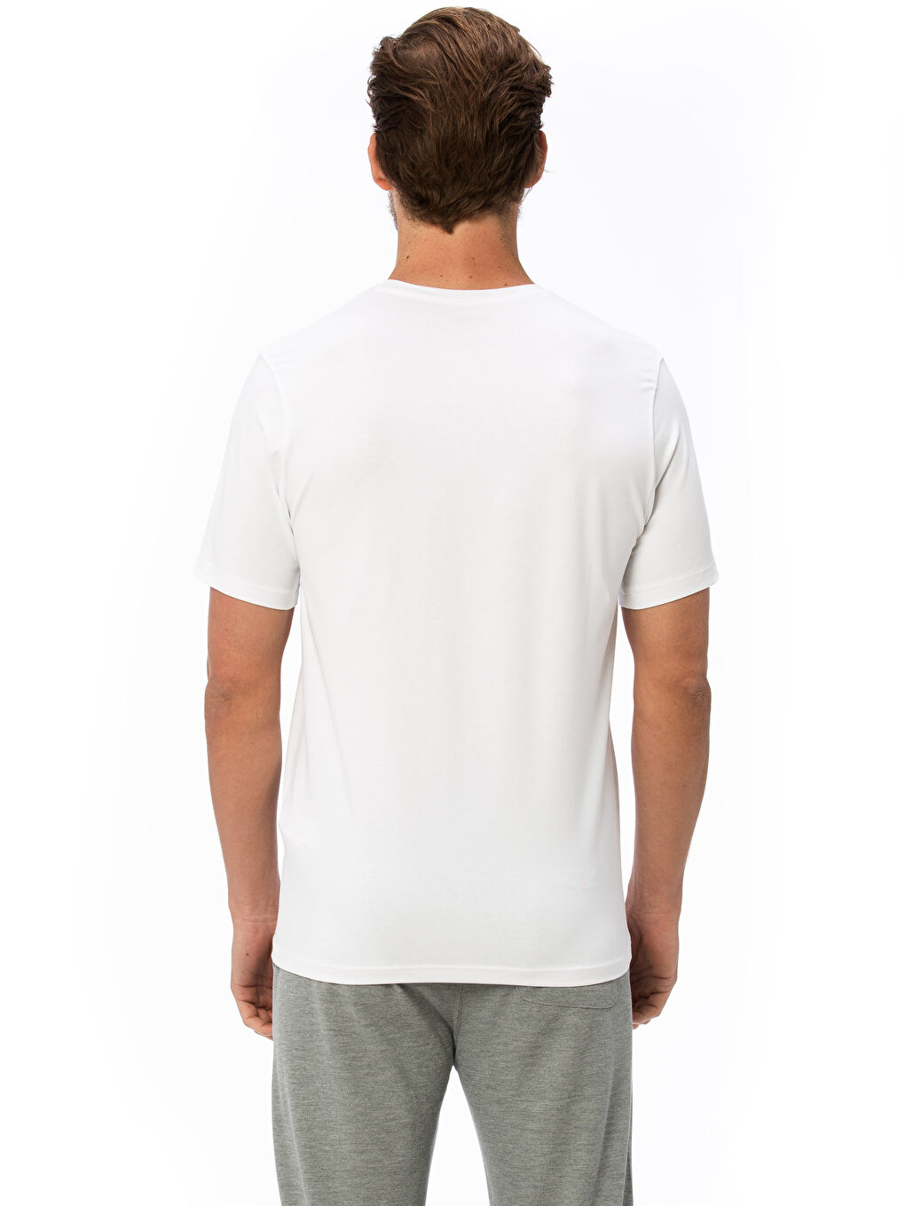 V Neck Short Sleeve Basic Cotton Men's T-shirt-1