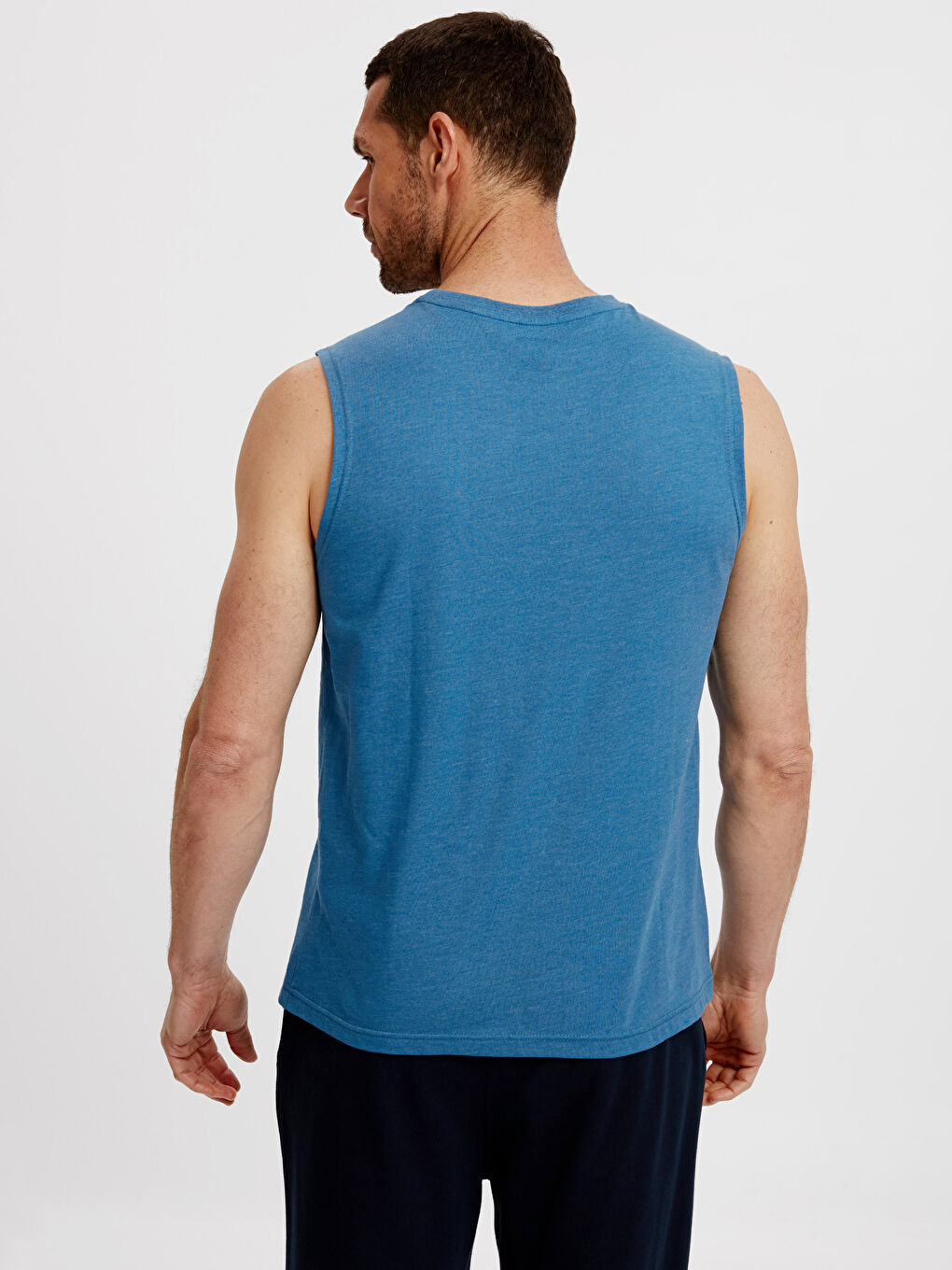 Mavi Bisiklet Yaka Kolsuz Atlet-1