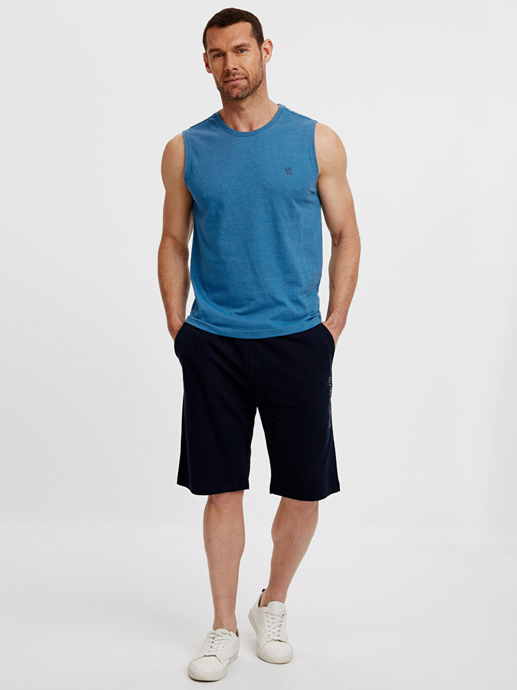 Mavi Bisiklet Yaka Kolsuz Atlet-2