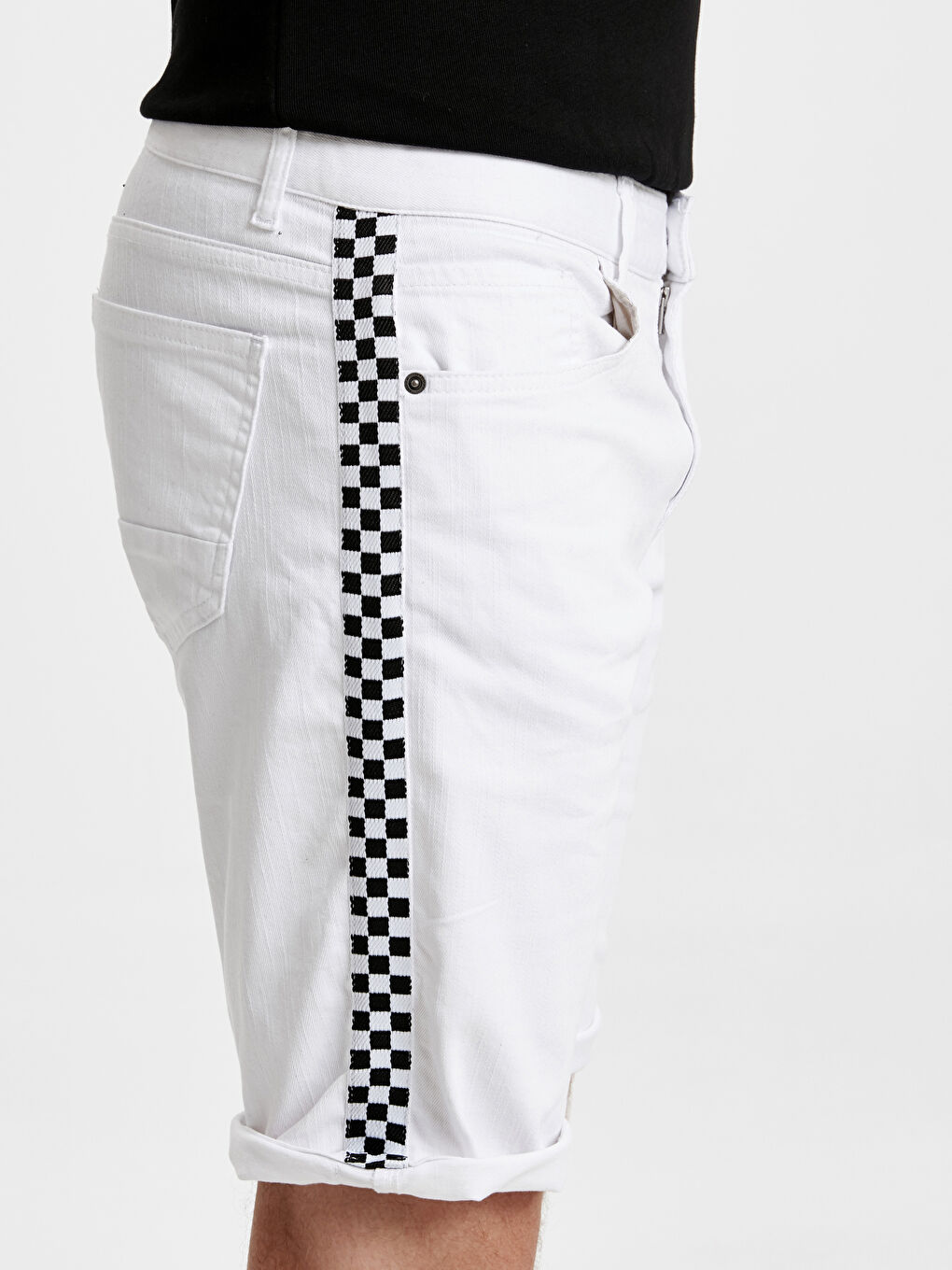 Beyaz Rodeo Jean Şort-3