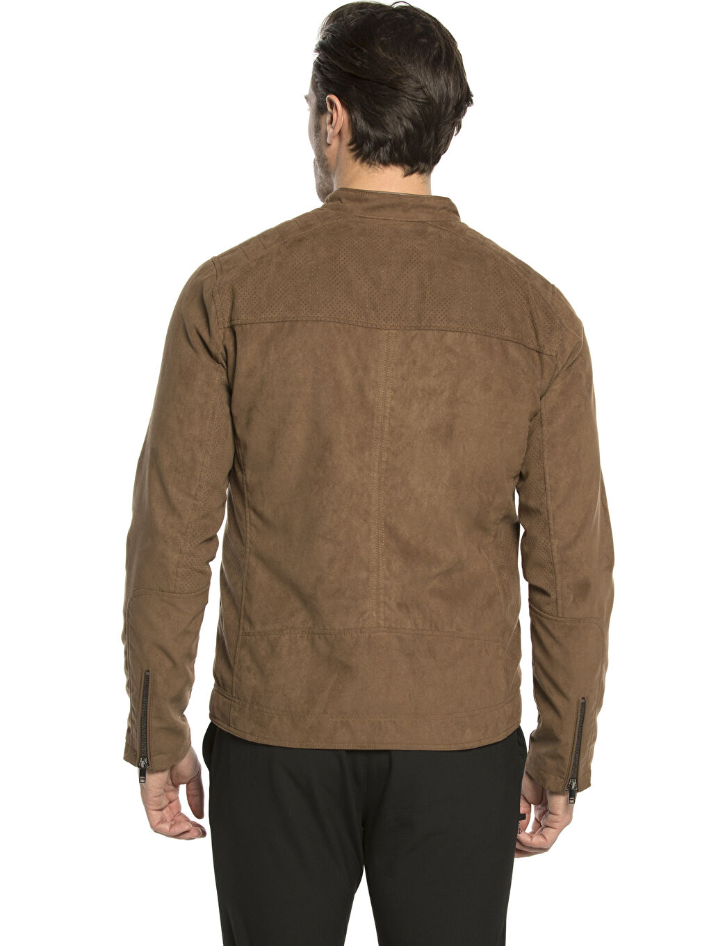 Kahverengi Koyu Kahverengı Deri Görünümlü Mont-3