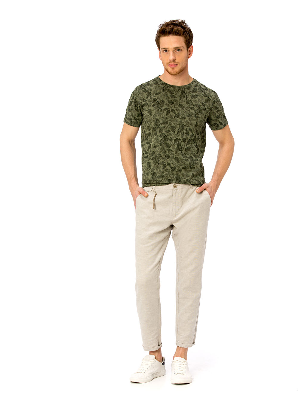 Мужчины Бежевый Брюки-1