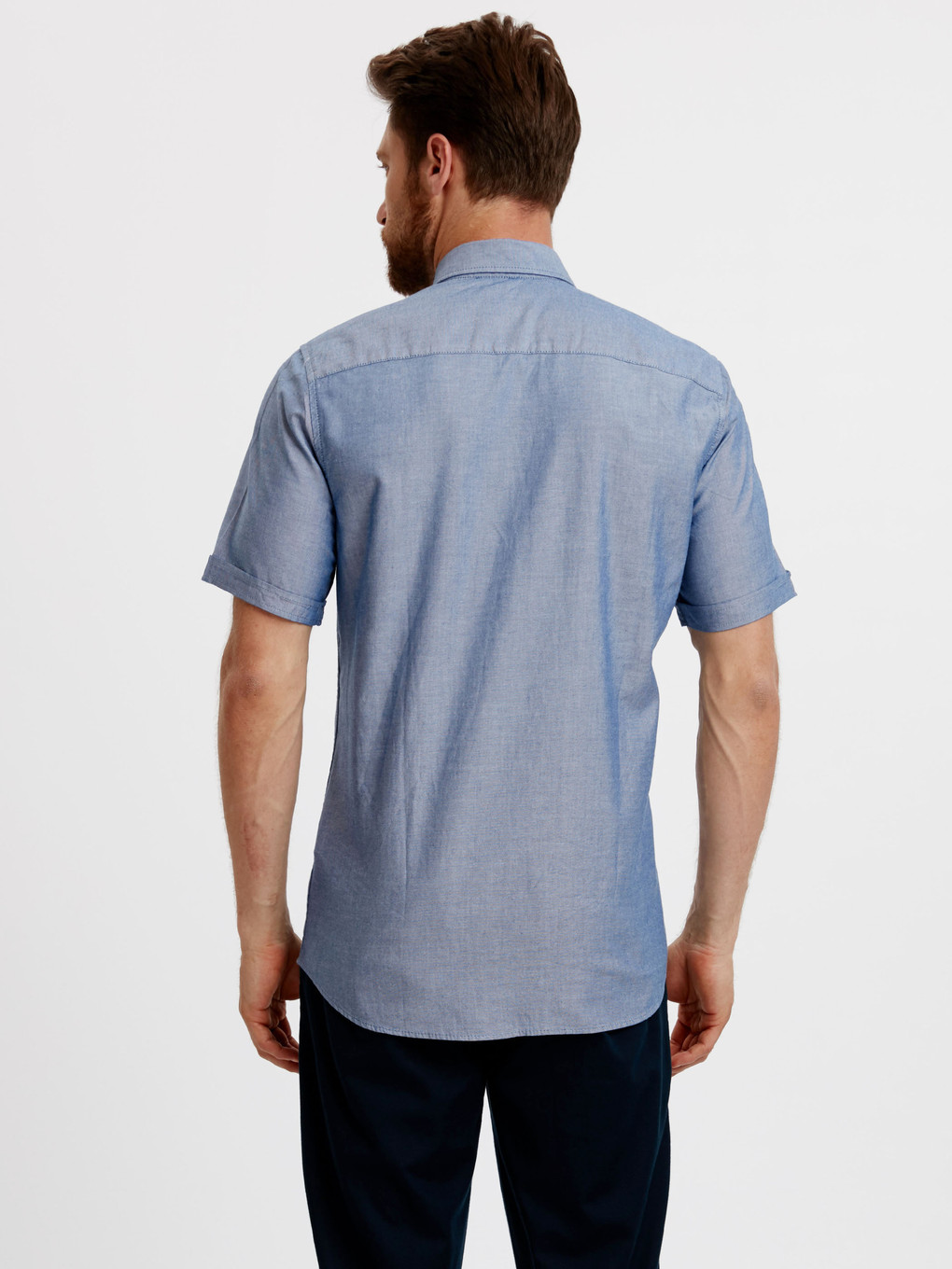 İndigo Slim Fit Kısa Kollu Erkek Gömlek-1