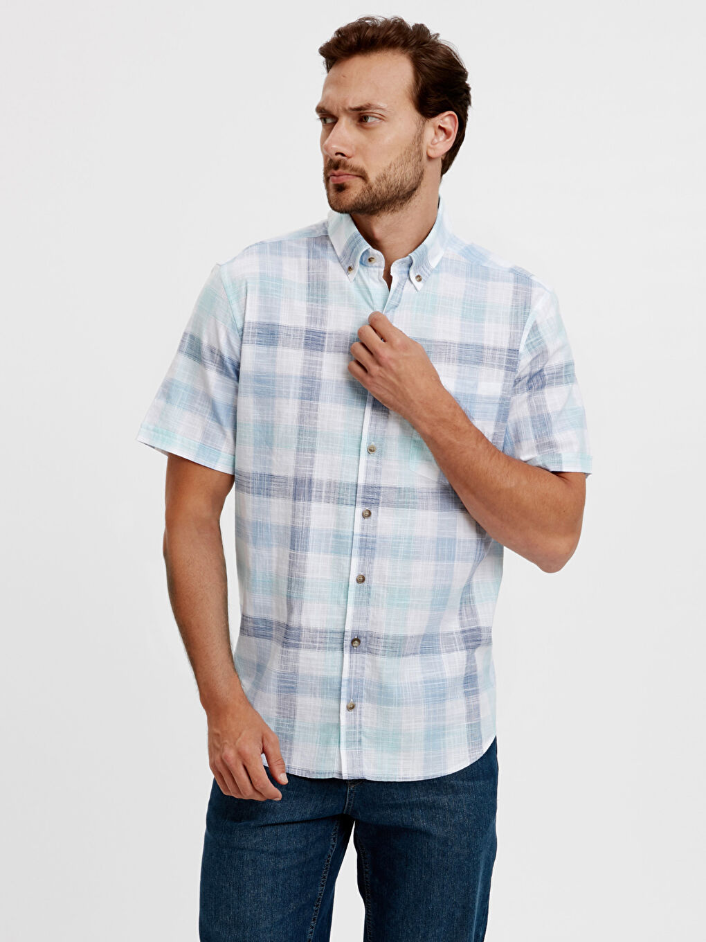 Regular Fit Short Sleeve Poplin Men's Shirt
