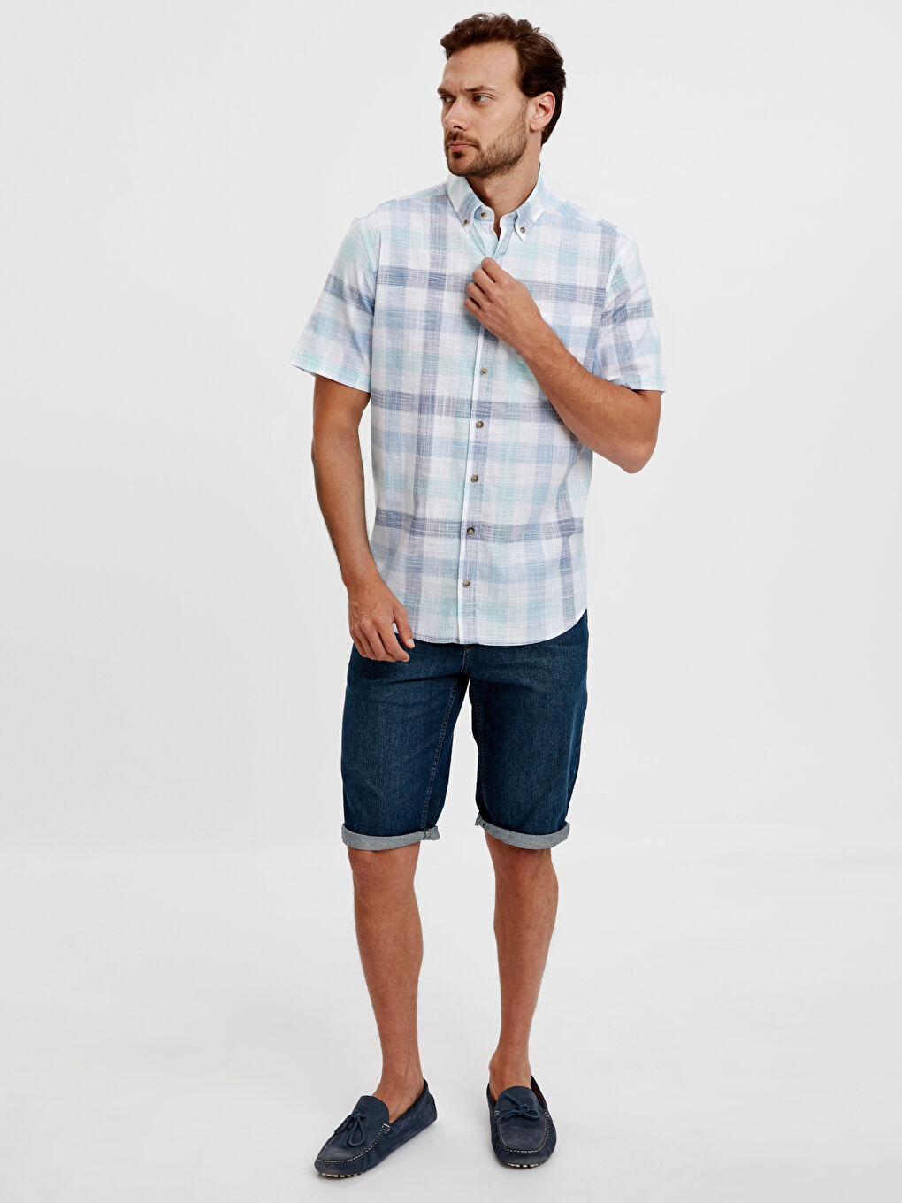 Regular Fit Short Sleeve Poplin Men's Shirt-2