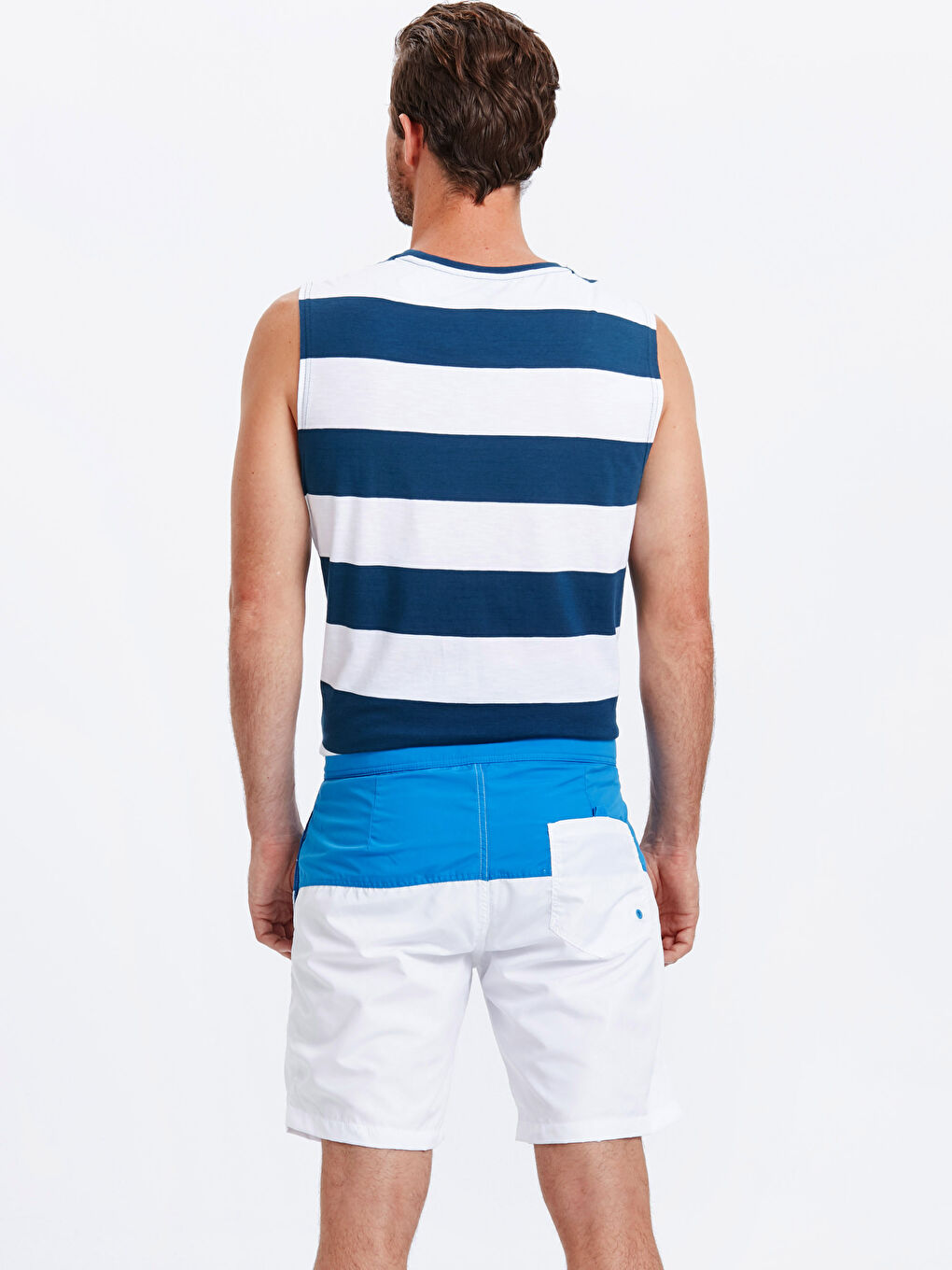 Beyaz Kısa Boy Baskılı Deniz Şortu-1