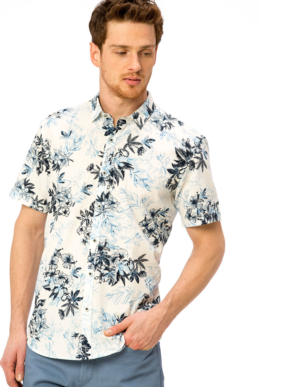 Мужчины Белый Рубашка-1