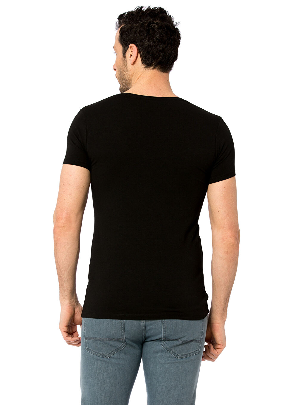 Мужчины Черный Футболка-1